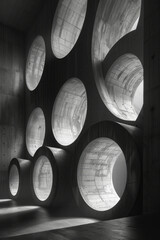 Leinwandbilder - A sequence of circles with a gradient from light silver to deep graphite, adding a sleek and modern touch,