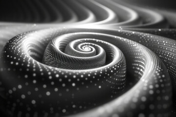 Leinwandbilder - A spiral made of dots gradually increasing in size, with lines connecting the dots to create a swirling vortex,