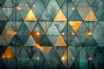 Leinwandbilder - Triangular shapes formed by connecting dots with lines, creating a complex tessellation pattern,