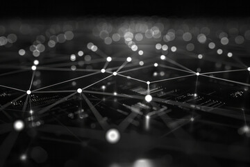 Leinwandbilder - An array of dots forming a hexagonal grid, with lines connecting adjacent dots to create a complex web,