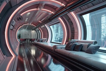 Wall Mural - Futuristic concept of hyperloop travel concept, Ai generated