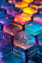 Poster - Hexagons with a gradient fill, creating a three-dimensional honeycomb effect that adds depth to a flat design,