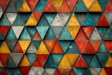 Aufkleber - Triangles arranged in a repeating zigzag pattern, creating a dynamic and energetic background,