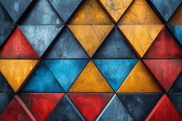 Poster - A tessellation of triangles in bold, contrasting colors, forming a striking and modern background,
