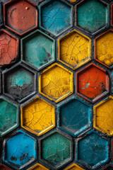 Aufkleber - Hexagons with alternating filled and outlined shapes, creating a balanced and visually interesting background,