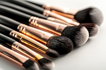 Wall Mural - A collection of makeup brushes, including a large brush and a small brush