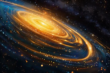 Wall Mural - Golden Spiral Galaxy in Space