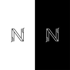 N monogram logo ,sign, symbol, icon, illustration, text, word, 3d, design, vector, alphabet, button, letters, exit, concept, business, letter, new, black, web