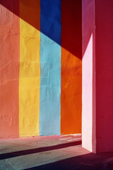 Poster - Design featuring alternating large blocks of warm and cool colors, creating a visually engaging contrast,