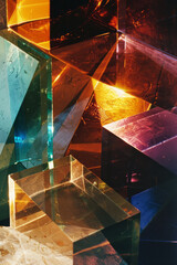 Fototapete - Abstract composition featuring large blocks of metallic shades, arranged to reflect light and create a sophisticated look,