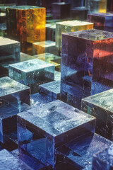 Fototapete - Abstract composition featuring large blocks of metallic shades, arranged to reflect light and create a sophisticated look,