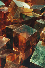 Poster - Abstract composition featuring large blocks of metallic shades, arranged to reflect light and create a sophisticated look,