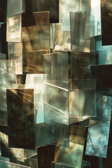 Fototapete - Abstract composition featuring large blocks of metallic shades, arranged to reflect light and create a sophisticated look,