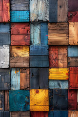 Fototapete - Design with large, textured colored blocks, arranged in a patchwork pattern for a modern rustic feel,
