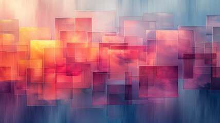 Aufkleber - Abstract illustration featuring large blocks of soft gradient colors, blending seamlessly for a smooth visual flow,