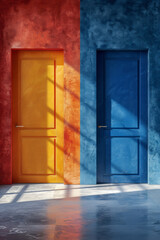 Poster - Minimalist composition with large blocks of contrasting colors, placed side by side to highlight their differences,