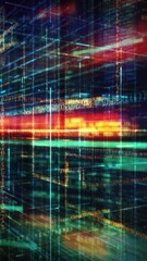 Wall Mural - animated 3d digital space filled with code.