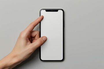 Poster - A hand is pointing at a white cell phone