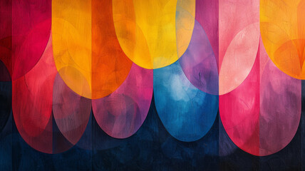 Aufkleber - Illustration using overlapping ovals in vibrant hues, with varying opacities to form a dynamic, flowing pattern,