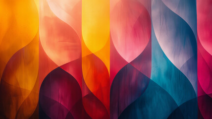 Aufkleber - Illustration using overlapping ovals in vibrant hues, with varying opacities to form a dynamic, flowing pattern,