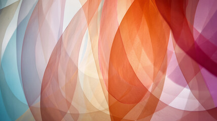 Fototapete - Composition of overlapping ellipses in soft gradient colors, blending seamlessly to form a harmonious, organic pattern,