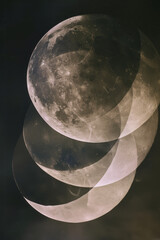 Aufkleber - Illustration using layered crescents in different transparencies, creating a moonlit, ethereal visual effect,