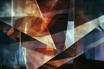 Fototapete - Composition of transparent trapezoids arranged in a staggered pattern, creating a sense of depth and dimension,