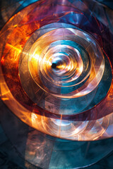 Aufkleber - Illustration using transparent parallelograms arranged in a spiral, creating a hypnotic, swirling effect,