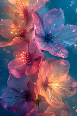 Poster - Abstract artwork featuring overlapping stars in soft colors, their transparencies creating a celestial, dreamy effect,