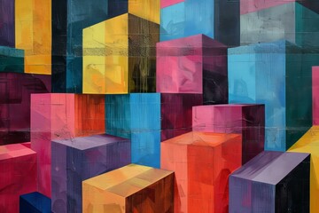 Canvas Print - Abstract Colorful Geometric Painting