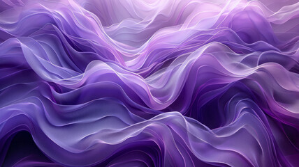 Aufkleber - Artistic rendering of wavy lines in various shades of purple, creating a dreamy and fluid pattern,