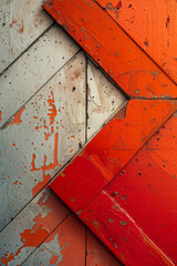 Aufkleber - Abstract composition with bold, red zigzag lines on a white background, creating a striking and energetic effect,