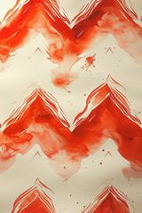 Aufkleber - Abstract composition with bold, red zigzag lines on a white background, creating a striking and energetic effect,