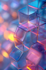 Leinwandbilder - Illustration with isometric hexagons in soft gradient colors, creating a smooth and harmonious pattern,