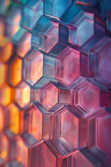 Leinwandbilder - Illustration with isometric hexagons in soft gradient colors, creating a smooth and harmonious pattern,