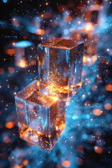 Leinwandbilder - Design featuring isometric stars and cubes, creating a futuristic and celestial pattern,