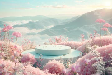 Wall Mural - a beautiful mountain landscape with a large white stone in the middle