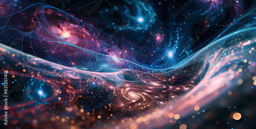 Holographic universe theory visualized with a cosmic projection mesh ...