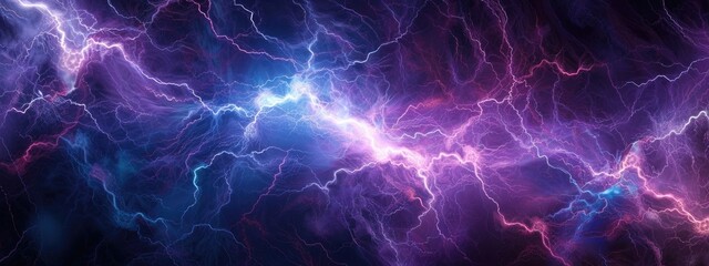 Wall Mural - electric texture. colorful lightning on dark sky background. thunderbolt background