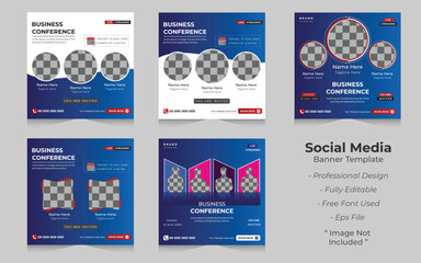 Wall Mural - Digital marketing live webinar and corporate social media post template