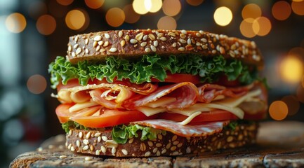 Wall Mural - Close Up of Sandwich on Table