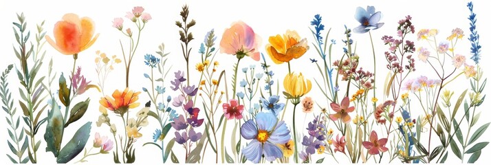 Wall Mural - Whimsical Floral Set for Botanical Designs Generative AI