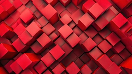 Wall Mural - Abstract red geometric cubes block shape graphic pattern background. Generate AI