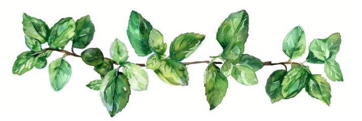 Wall Mural - Watercolor Herb Illustration for Greeting Cards and Wedding Designs Generative AI