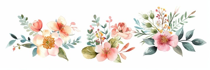 Wall Mural - Watercolor Floral Arrangements for Wellness and Spa Generative AI