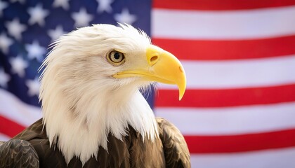 Wall Mural - Bald Eagle and American Flag Background