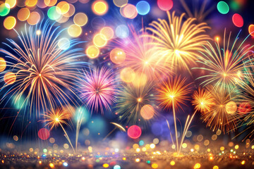 Canvas Print - colorful fireworks on the sky background