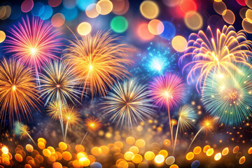 Canvas Print - fireworks and firework in the night