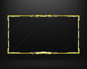 Wall Mural - Silver and Yellow Colored Stream Overlay Webcam Screen Panel Frame for Gamers and Live Video Streamers