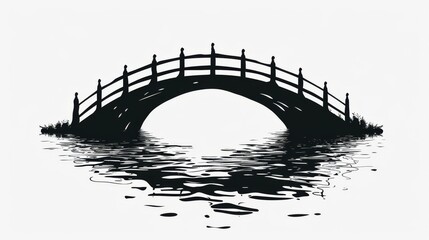 A black silhouette of a bridge made of water icons on a white background., generated with ai